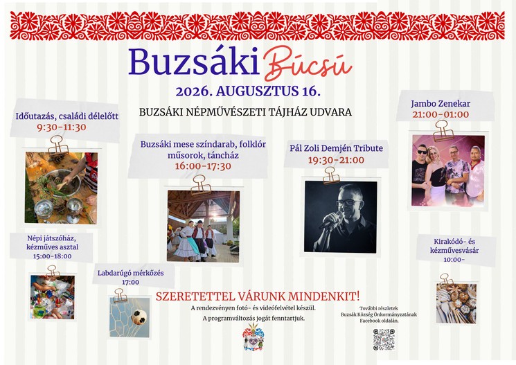 Buzsák programok 2026 - Események és rendezvények