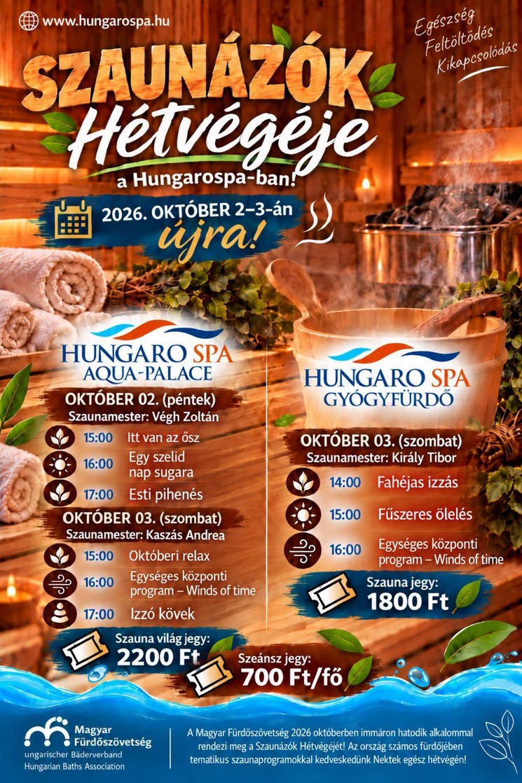 Szaunázók hétvégéje Hajdúszoboszló 2026 Hungarospa