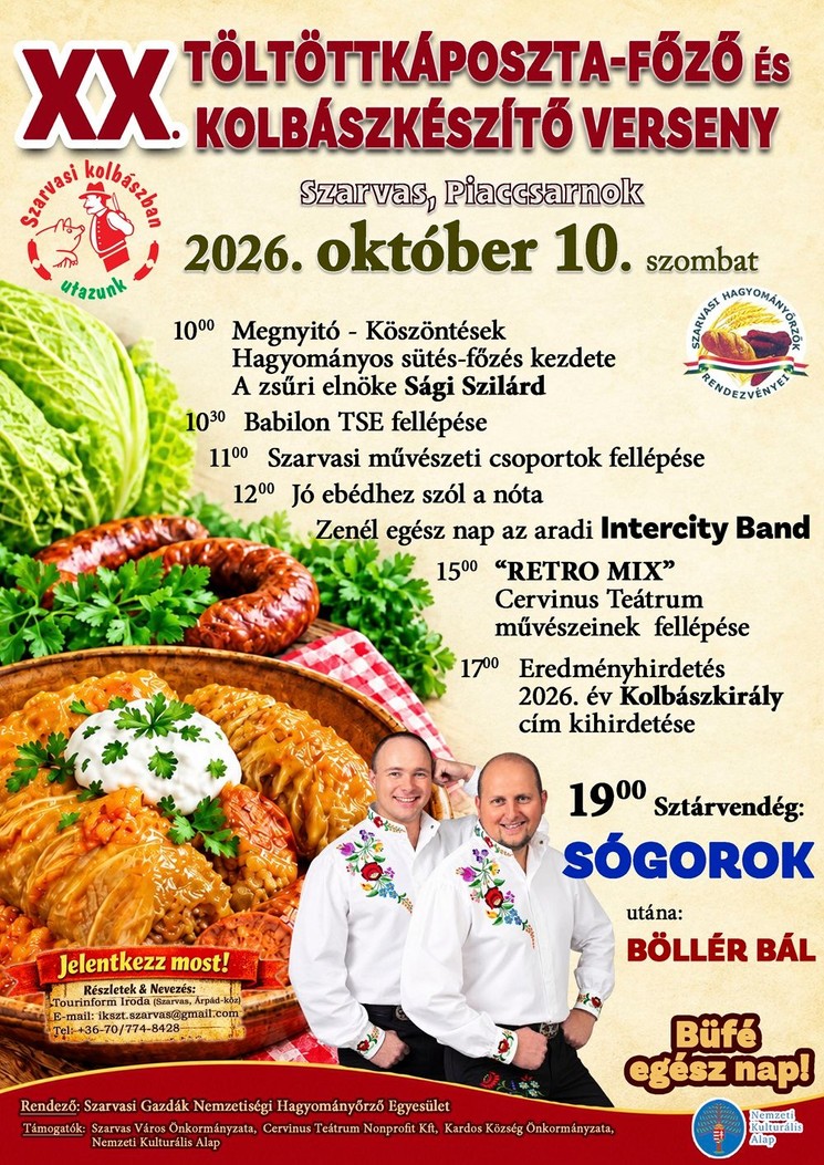 Töltött Káposzta Főző- és Kolbászkészítőverseny 2026 Szarvas