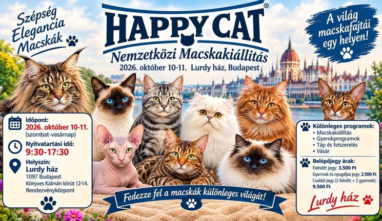Nemzetközi Macskakiállítás Budapest 2026 - Happy Cat Nemzetközi Macskakiállítás