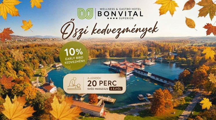 Belföldi wellness szállás Hévízen 2026 - Őszi wellnessélmények kedvezményekkel a Bonvital felnőttbarát szállodában
