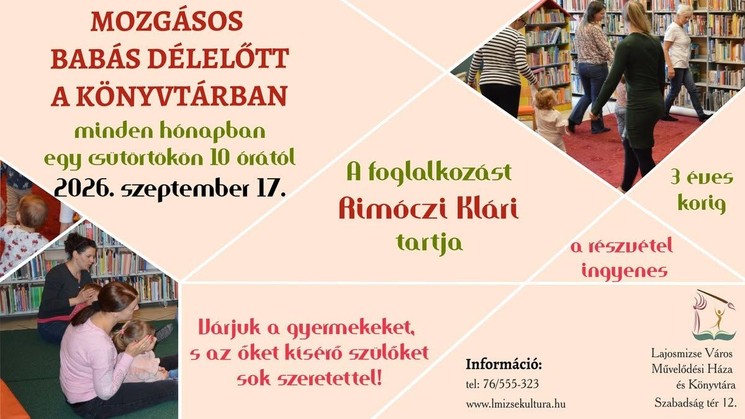 Lajosmizse könyvtár program 2026 - Mozgásos babás délelőtt