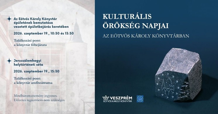 Kulturális Örökség Napja Veszprém 2026 - Programok az Eötvös Károly Könyvtár szervezésében