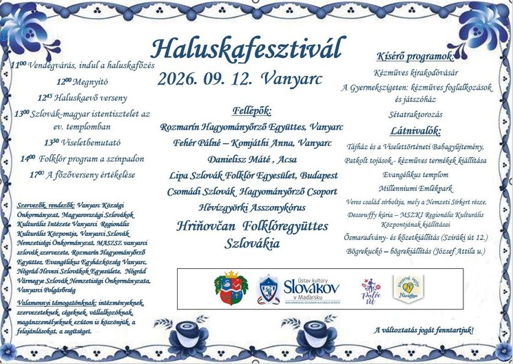 Vanyarci Haluskafesztivál 2026 - Sztrapacskafőző verseny