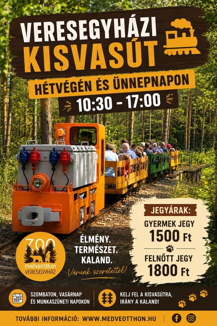 Kisvasút és családi programok a Veresegyházi Medveotthon területén 2026-ban