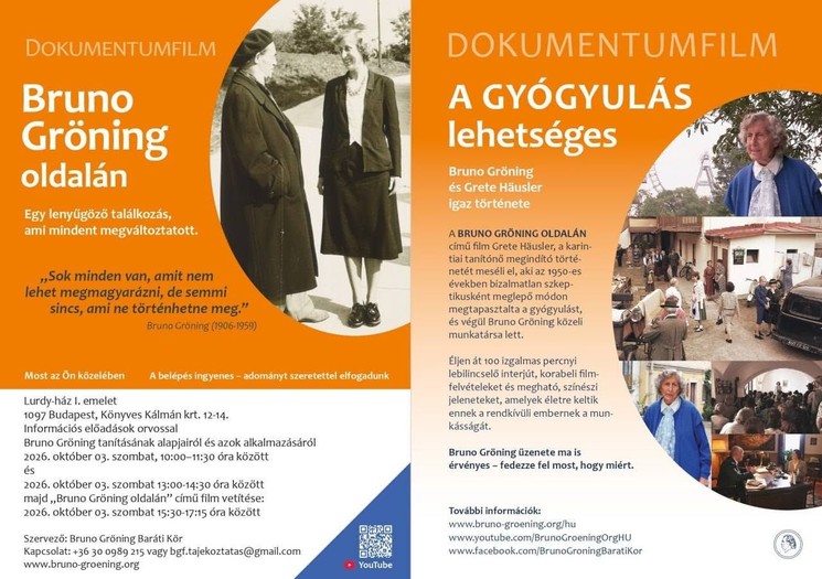 Bruno Gröning élete és munkássága - A Bruno Gröning oldalán dokumentumfilm nyilvános vetítése