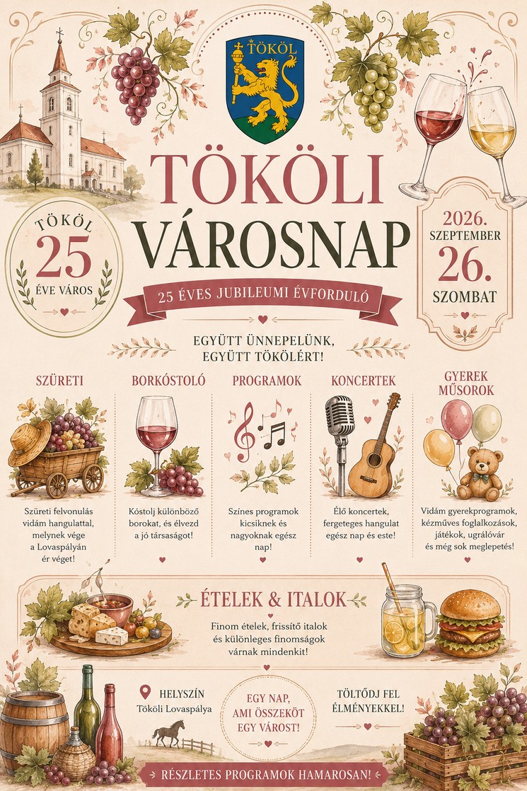 Tököli Szüreti Napok 2026 - Tököli Szüreti Felvonulás és jubileumi Városnap