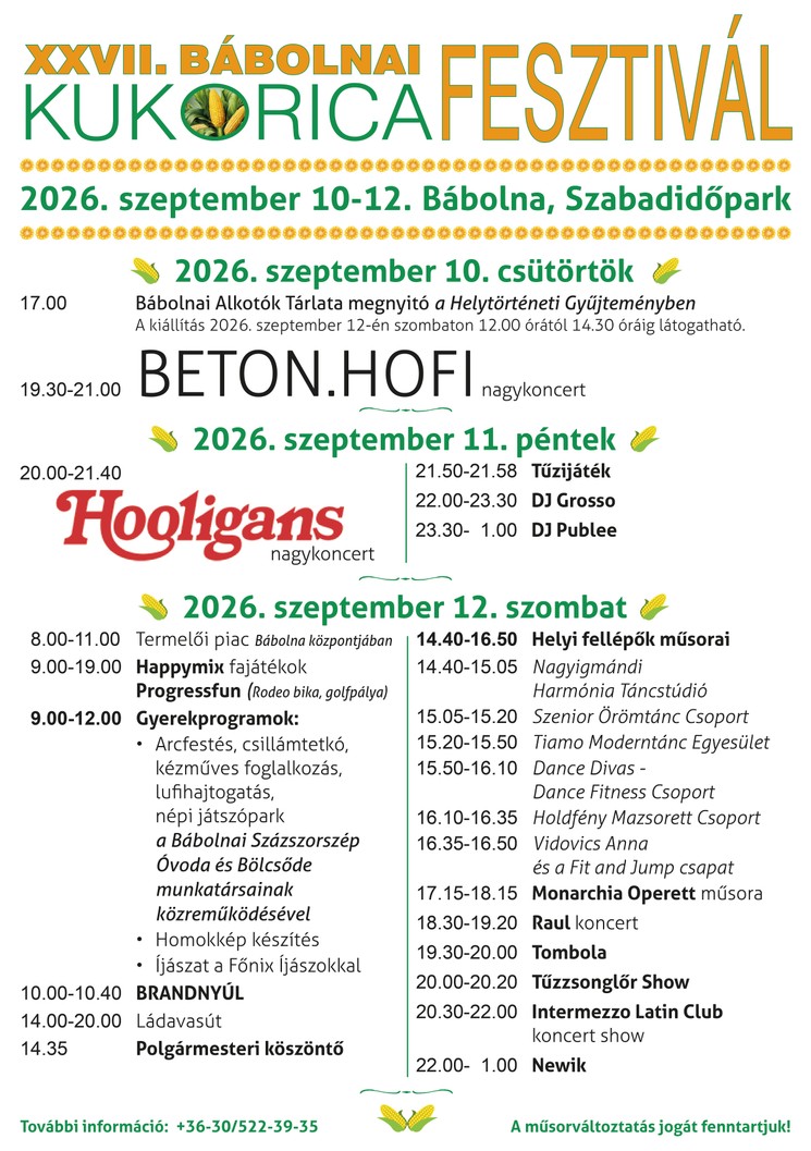 Bábolnai Kukorica Fesztivál 2026