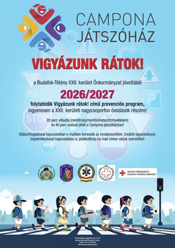 Közlekedésbiztonsági program gyerekeknek Budapesten 2026 / 2027 - Campona Vigyázunk rátok!