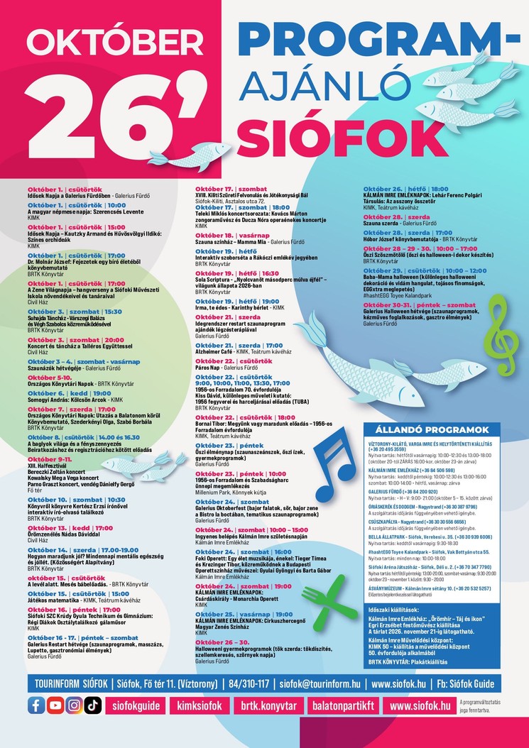 Siófoki programok 2026 / 2027 - Események és rendezvények 