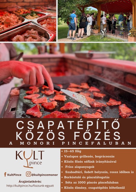 Csapatépítő főzés egyedi helyszínen, az 1000 pincés Monori Pincefaluban