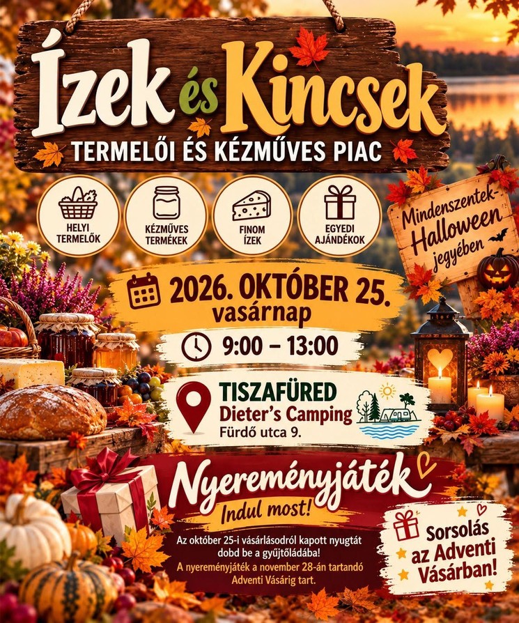 Tiszafüredi piac 2026 - Ízek és Kincsek Termelői és Kézműves Piac a Tisza-tónál
