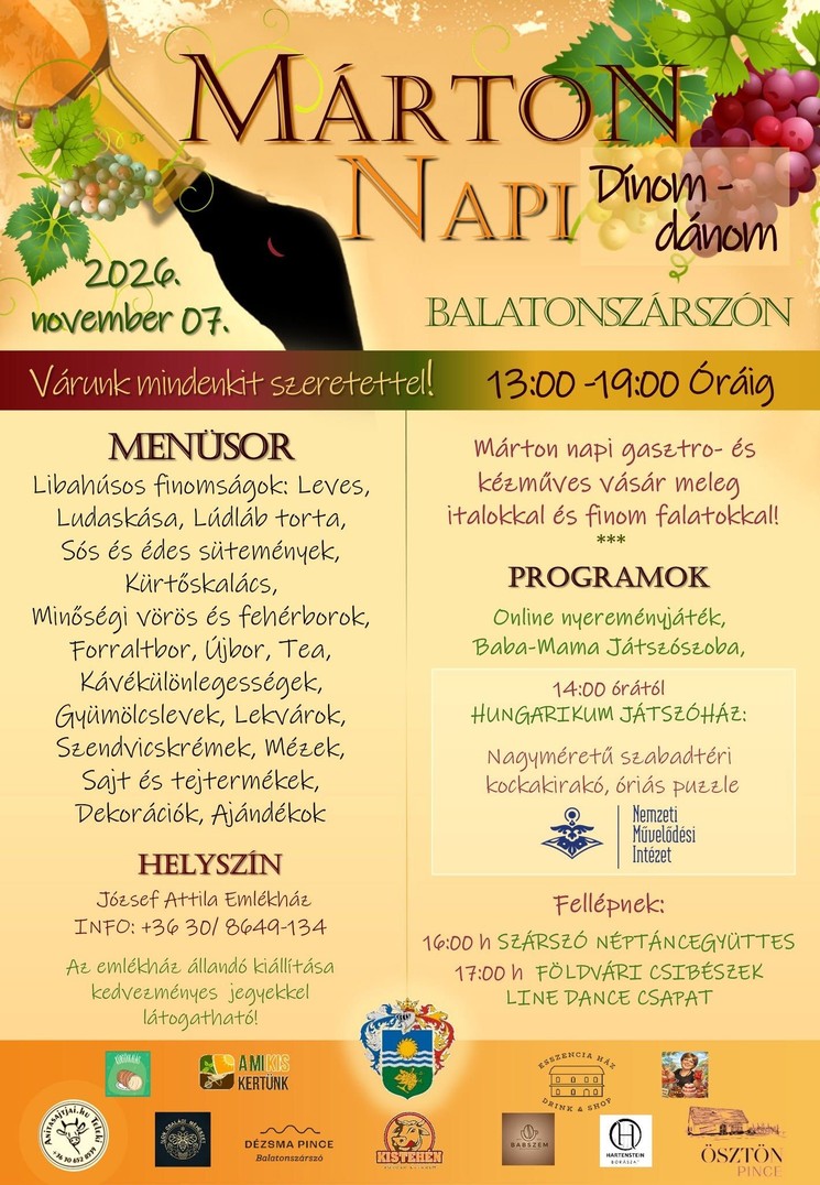 Márton-nap Balatonszárszó 2026 - Márton Napi Dínom-dánom gasztro és kézműves vásár