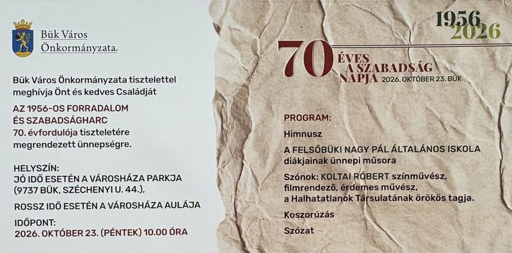 2026. október 23. Bük - Ünnepség az 1956-os forradalom és szabadságharc tiszteletére