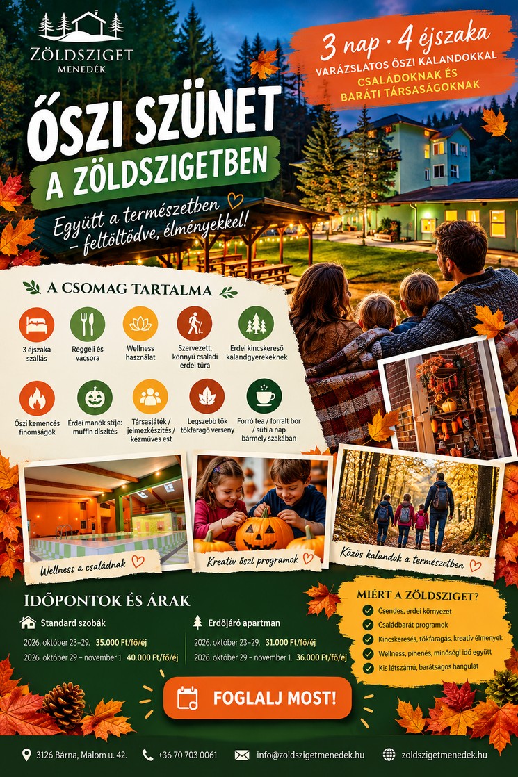 Őszi szünet családi program varázslatos erdei kalandokkal, tökfaragással és egy igazán boszorkányos Halloween-partival