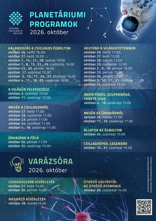 Planetárium Pécs programok 2026
