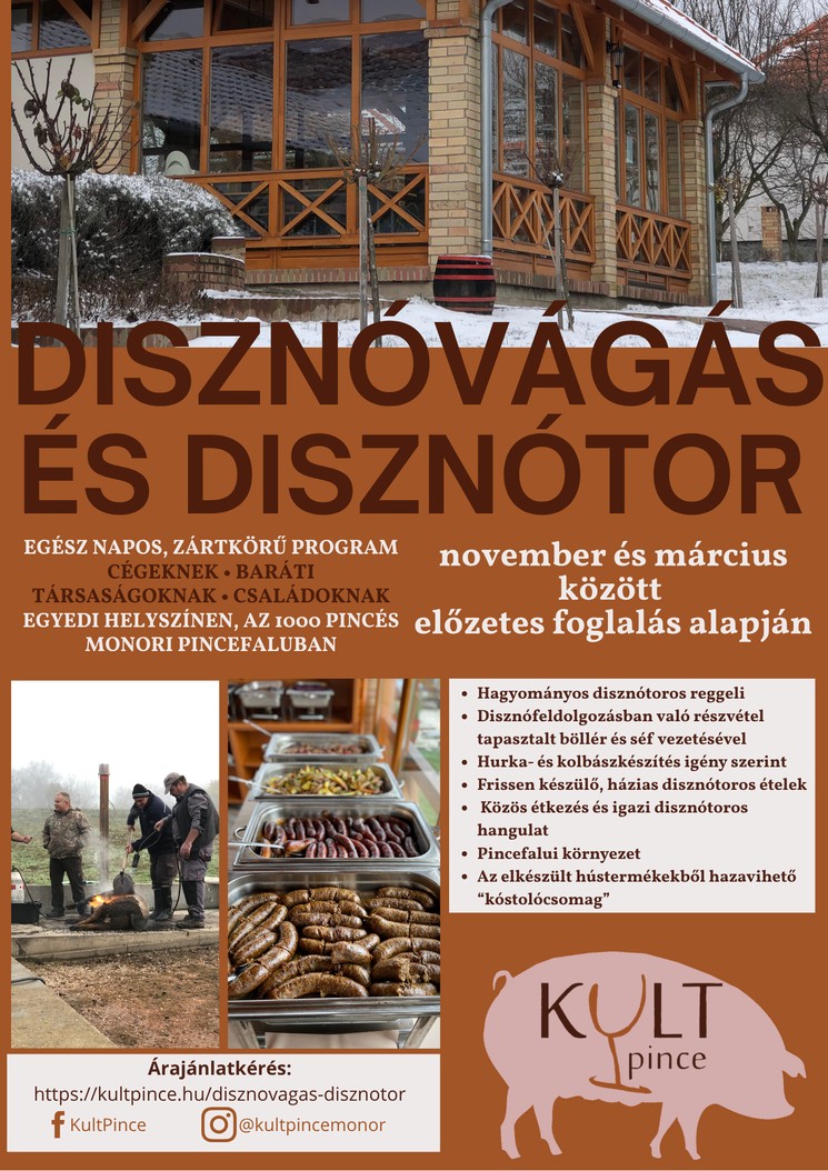 Hagyományos disznóvágás, disznótor Budapest közelében a Monori Pincefaluban