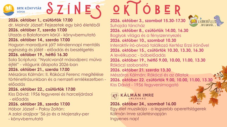 Siófoki könyvtári programok 2026