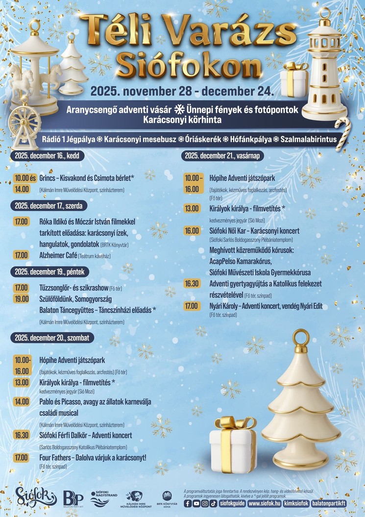 Siófoki adventi programok. Téli Varázs Siófokon