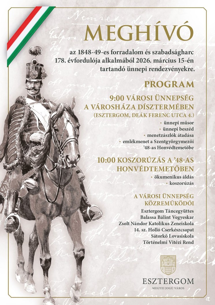 2026. március 15. program Esztergom - Ünnepi programok