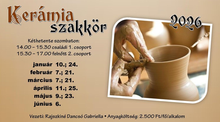 Kerámia szakkör havonta két szombaton a lajosmizsei Művelődési Házban