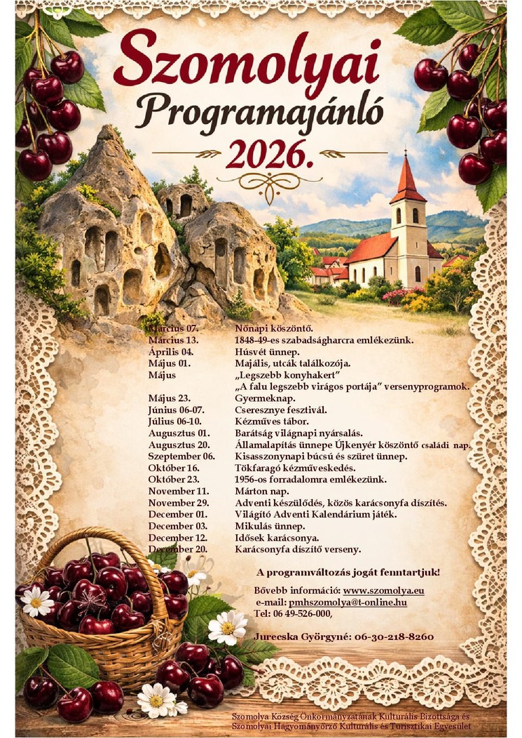 Szomolya programok 2026 - Rendezvények, fesztiválok