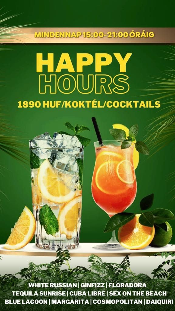 Koktél akció Budapest 2026. Kóstold meg különleges koktéljainkat fantasztikus áron!