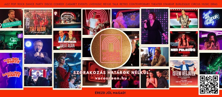 Vörös Neon programok 2026 - Szórakozás Budapesten egész évben