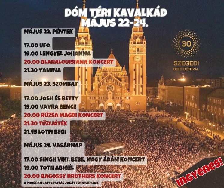 Dóm Téri Kavalkád Szeged 2026