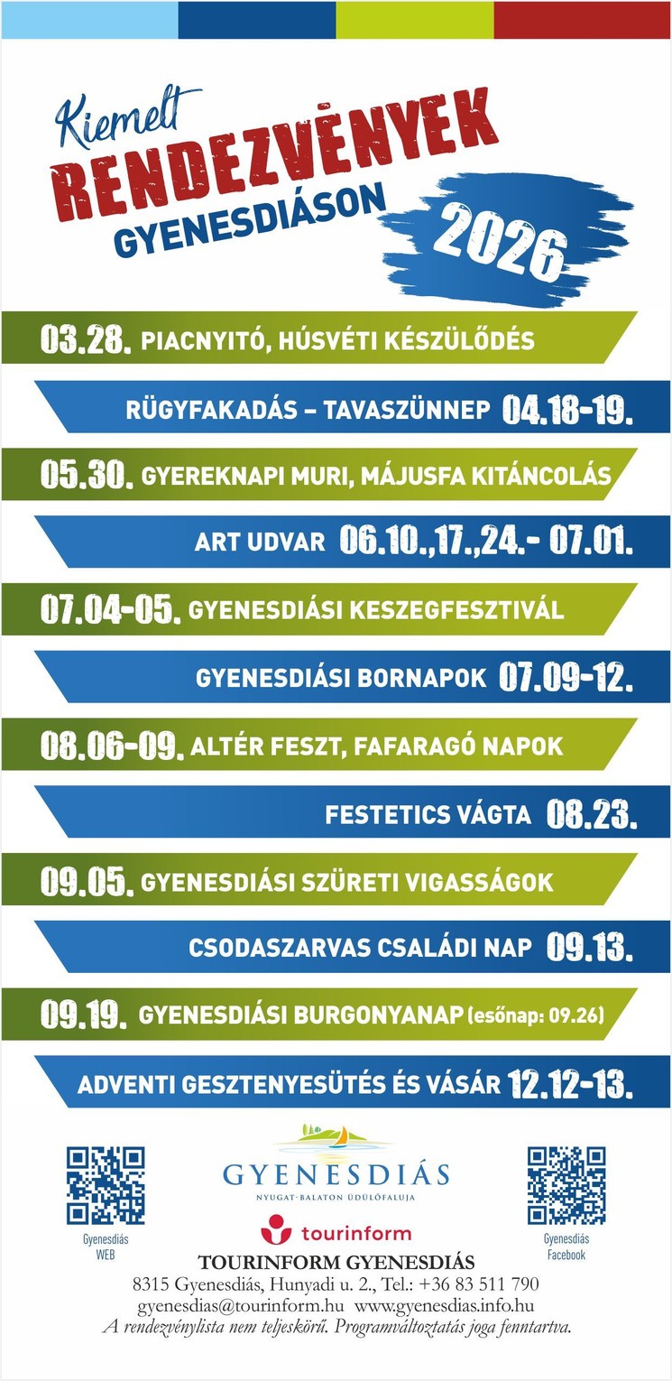Gyenesdiási programok 2026 -Események, rendezvények