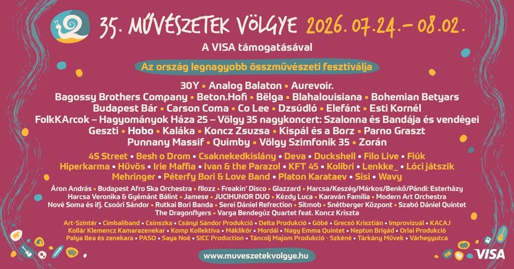 Művészetek Völgye Fesztivál Kapolcs 2026  - 35. alkalommal vár az ország legnagyobb összművészeti fesztiválja 