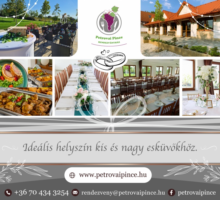 Esküvő Budapest környékén a Monori Pincefaluban, a Strázsa-hegyi kilátó melletti Petrovai Pincében