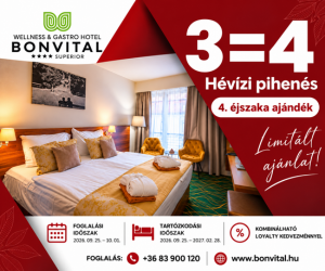 Flash sale akció a hévízi Bonvital Hotelben 2026. szeptember 25. - október 1. között
