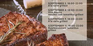 Grill étel terasz Tata 2026 -  A'la carte és svédasztalos grill vacsora a Kristályi Imperial Hotel Barokk udvarán